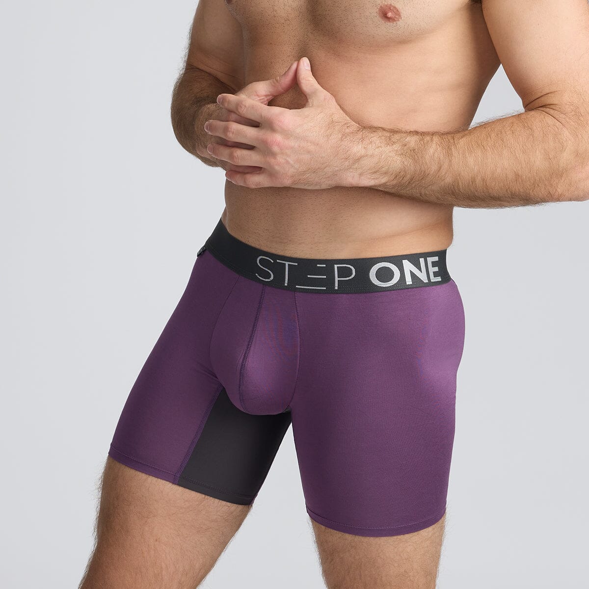 Men's Bamboo Underwear Boxers in purple - Model:Skyler